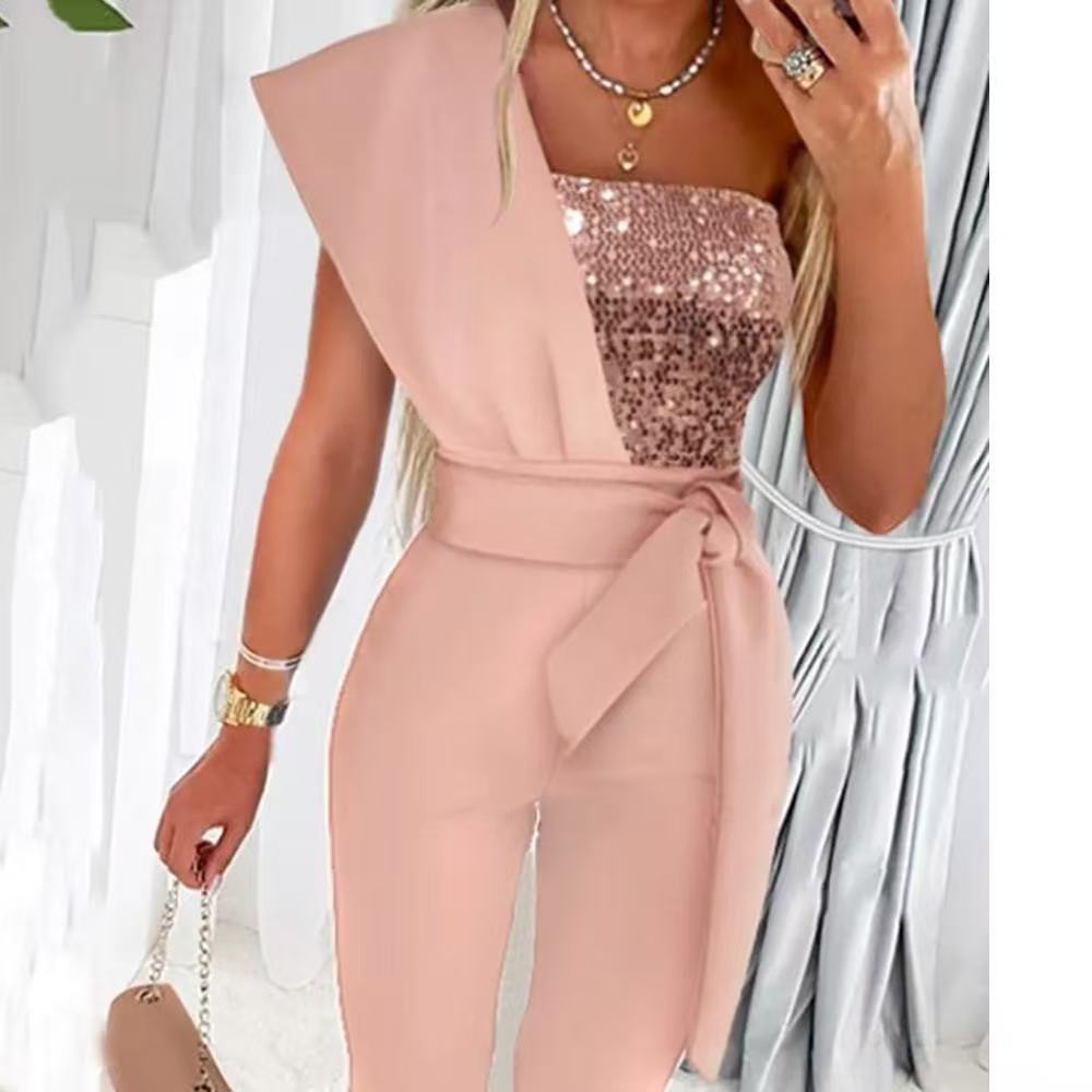 Jumpsuit Damen mit asymmetrischem Schnitt und taillierter Passform - 2