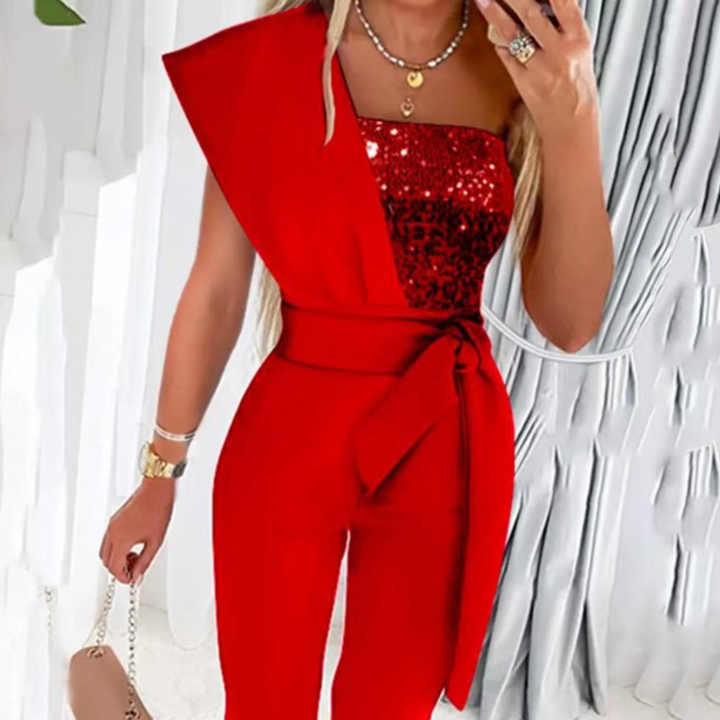 Jumpsuit Damen mit asymmetrischem Schnitt und taillierter Passform - 4