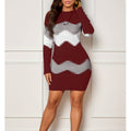 Damen Kleid mit figurbetonter Passform und modernem Zickzackdesign - 5