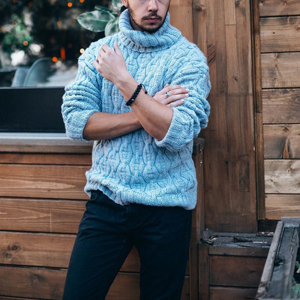 Pullover Herren mit hohem Kragen und strukturiertem Design - 1