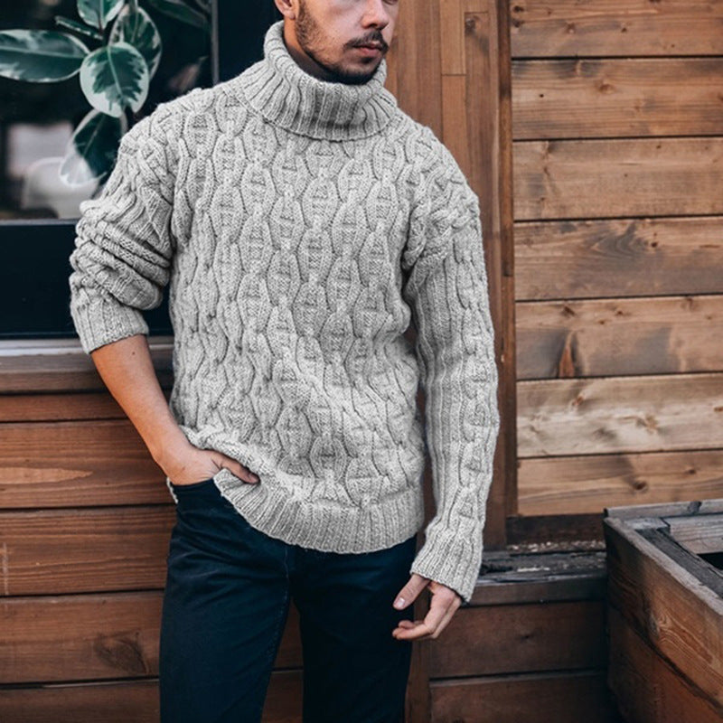 Pullover Herren mit hohem Kragen und strukturiertem Design - 7