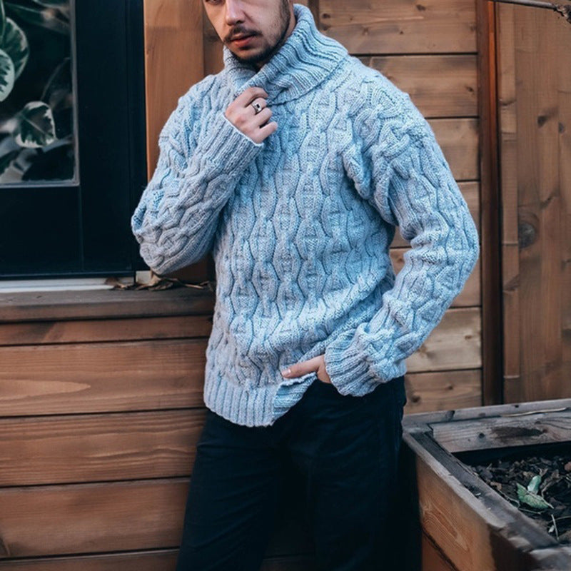 Pullover Herren mit hohem Kragen und strukturiertem Design - 9