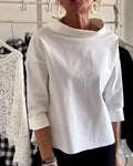 Modische Bluse Damen mit weitem Kragen und 3/4-Ärmeln - 1