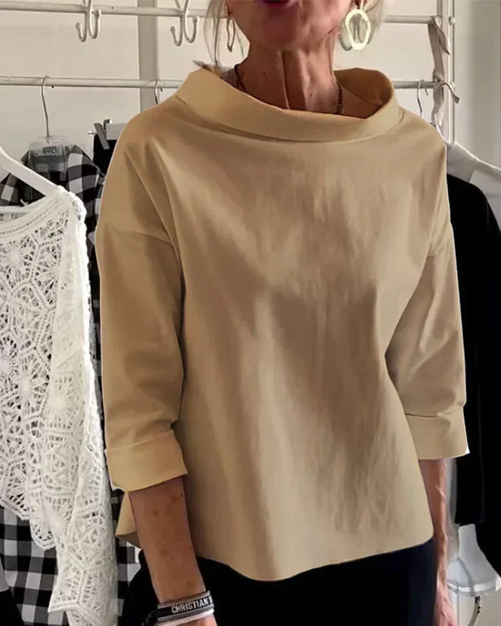 Modische Bluse Damen mit weitem Kragen und 3/4-Ärmeln - 5