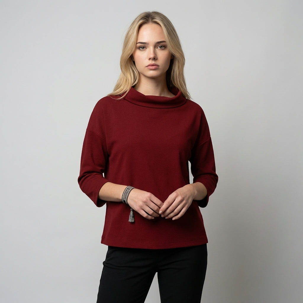 Modische Bluse Damen mit weitem Kragen und 3/4-Ärmeln - 7