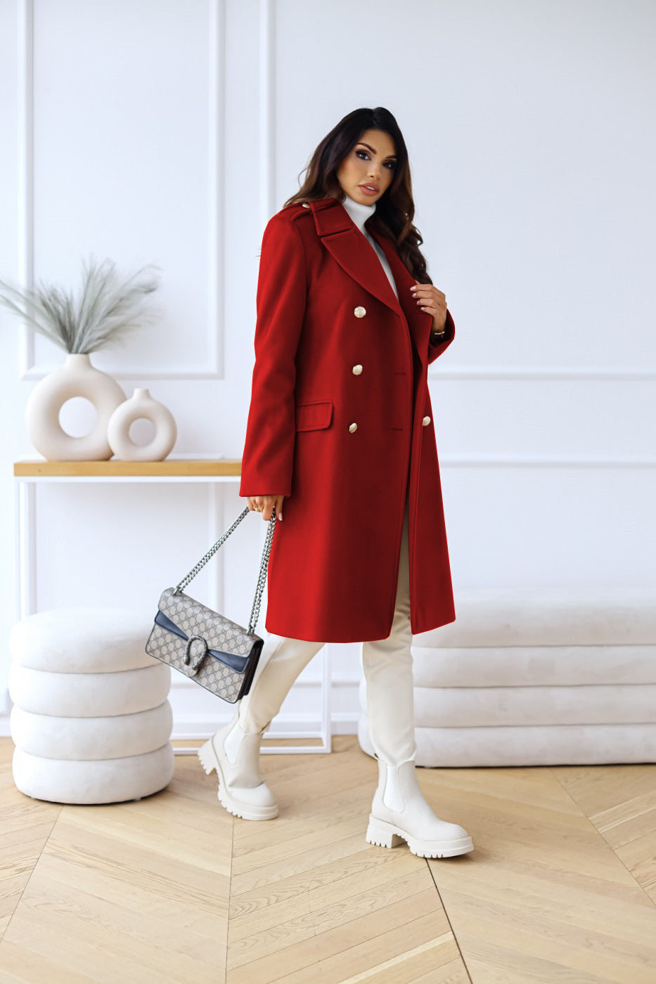 Damen Mantel mit doppelter Knopfleiste und klassischem Schnitt - 8