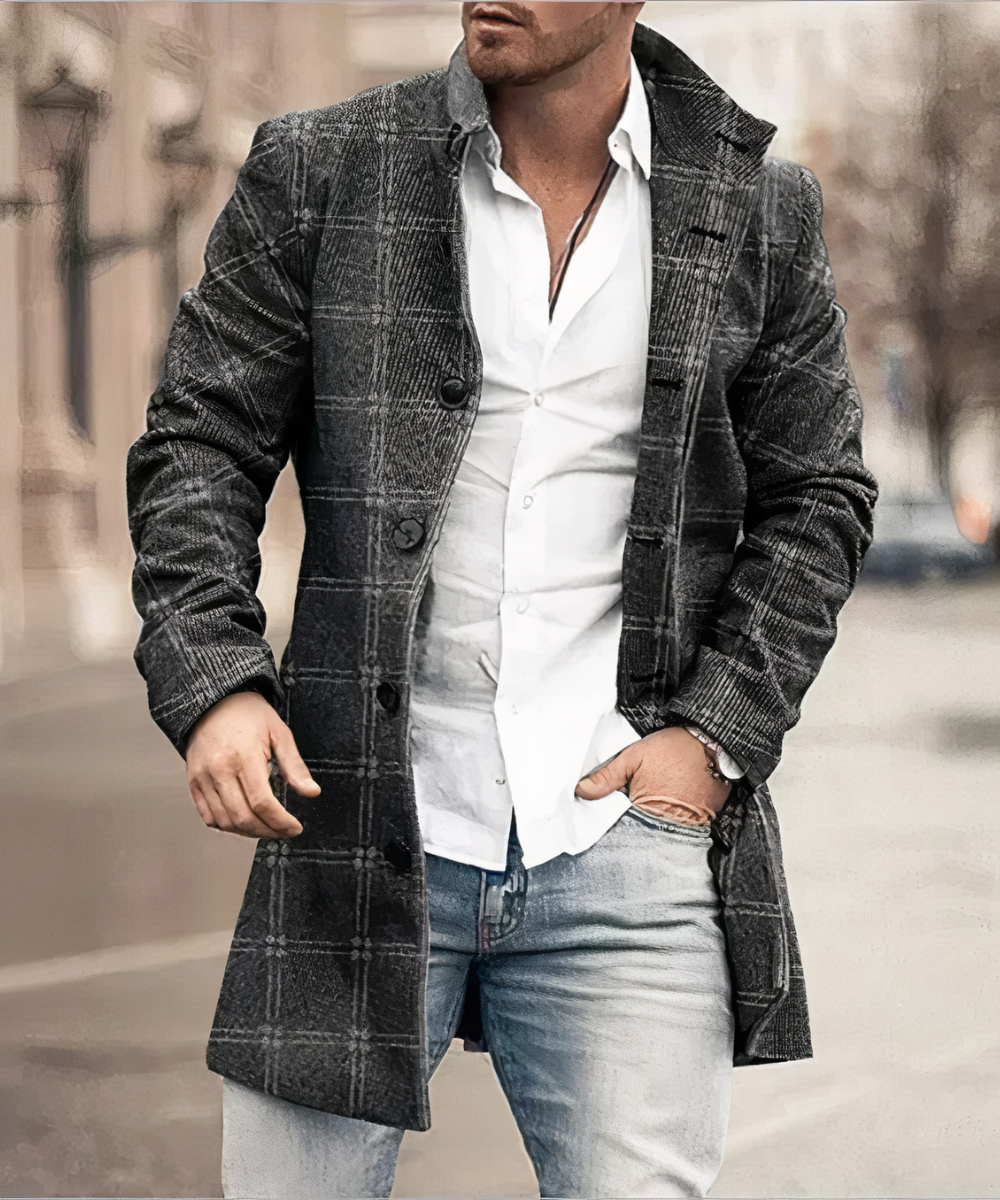 Herren Mantel mit klassischem Schnitt und Stehkragen - 3