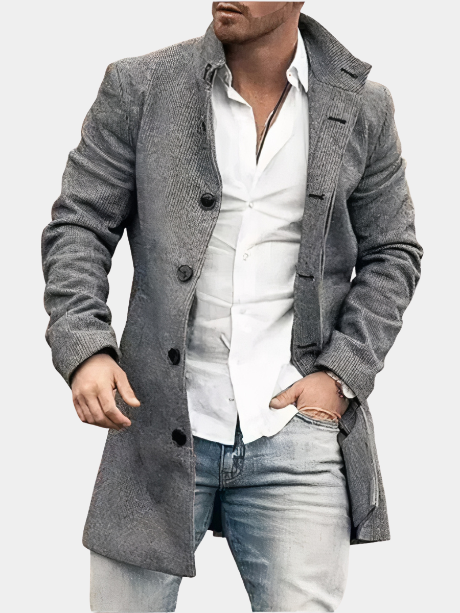 Herren Mantel mit klassischem Schnitt und Stehkragen - 4