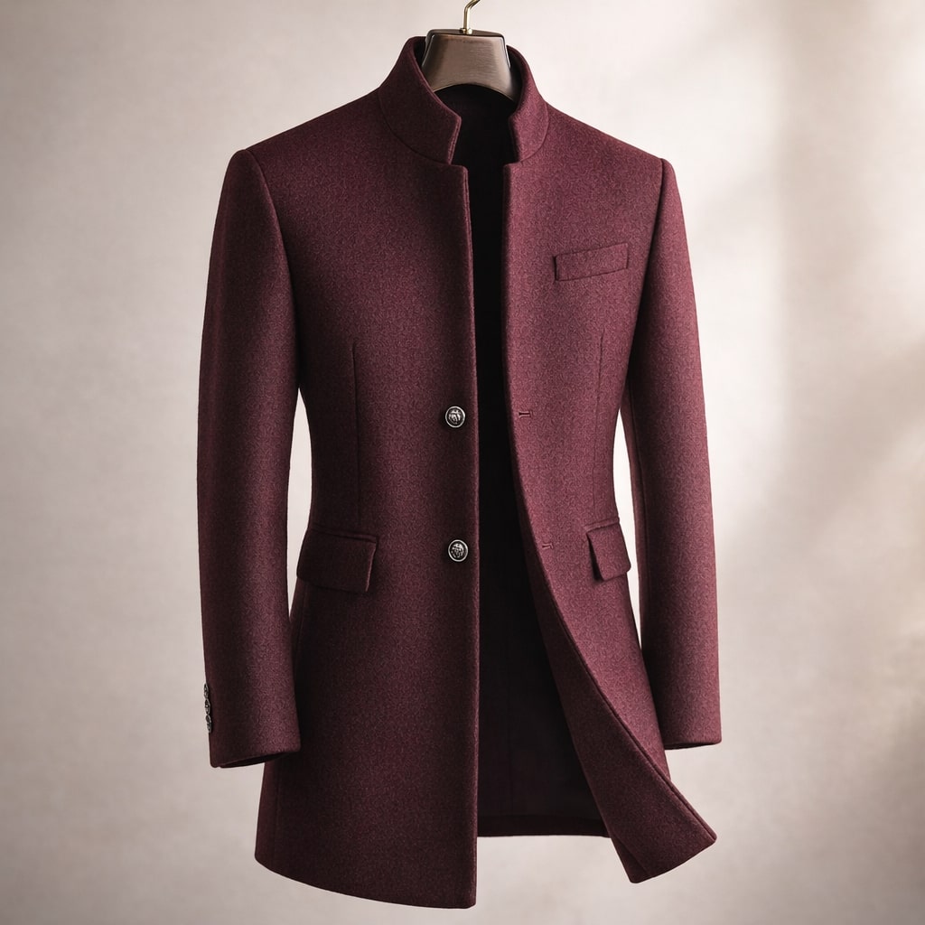 Eleganter Herren Mantel mit Stehkragen und taillierter Passform - 1