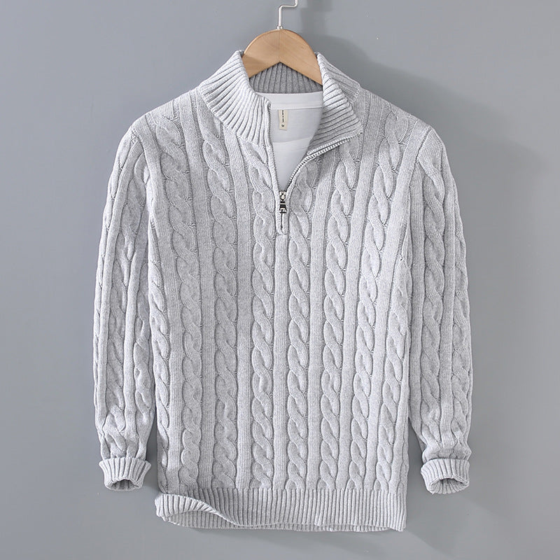 Pullover Herren mit Zipper und klassischem Kabeldesign - 3