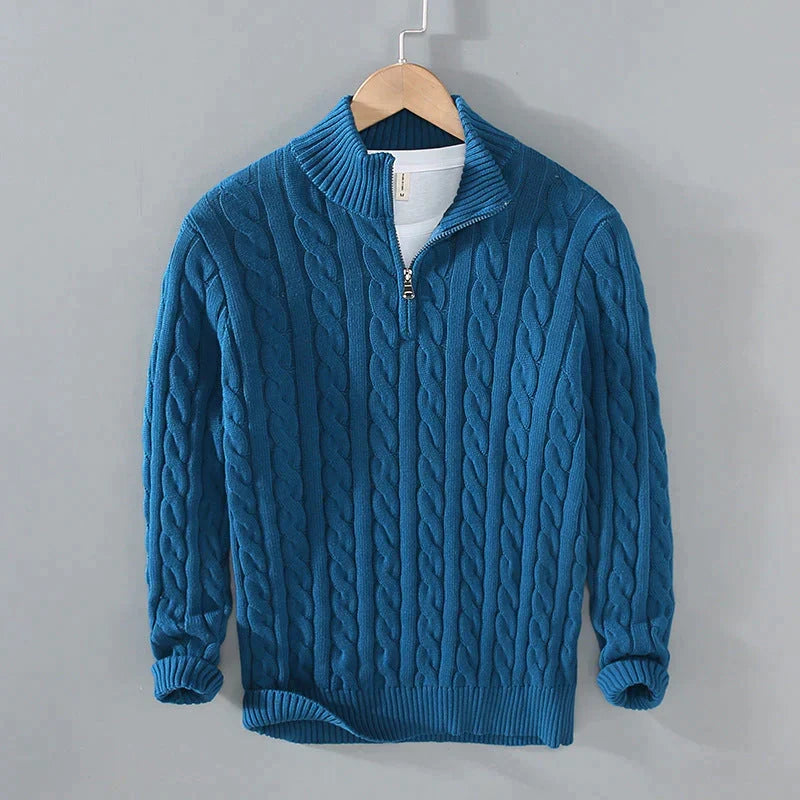 Pullover Herren mit Zipper und klassischem Kabeldesign - 4