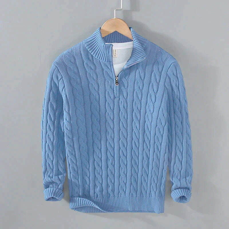 Pullover Herren mit Zipper und klassischem Kabeldesign - 5