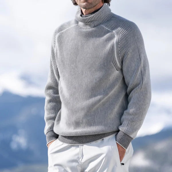 Herren Pullover mit hohem Kragen und strukturiertem Design - 1