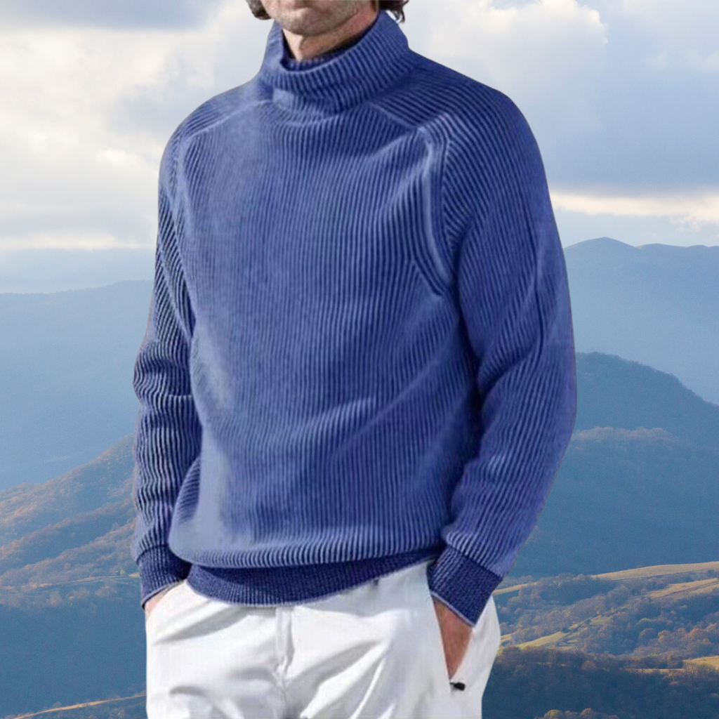 Herren Pullover mit hohem Kragen und strukturiertem Design - 5