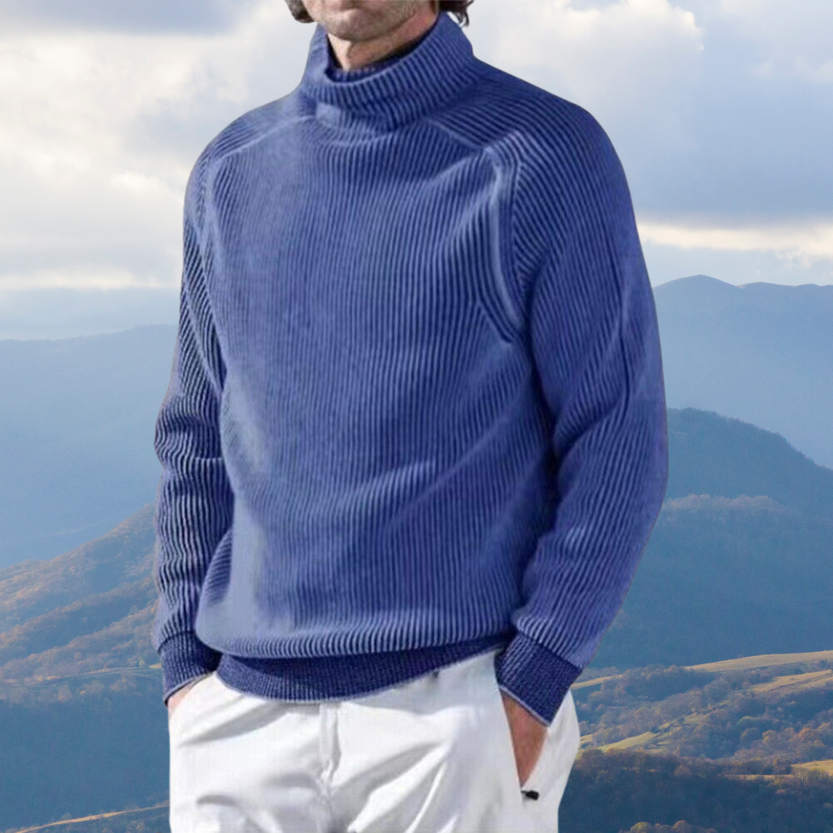 Herren Pullover mit hohem Kragen und strukturiertem Design - 5