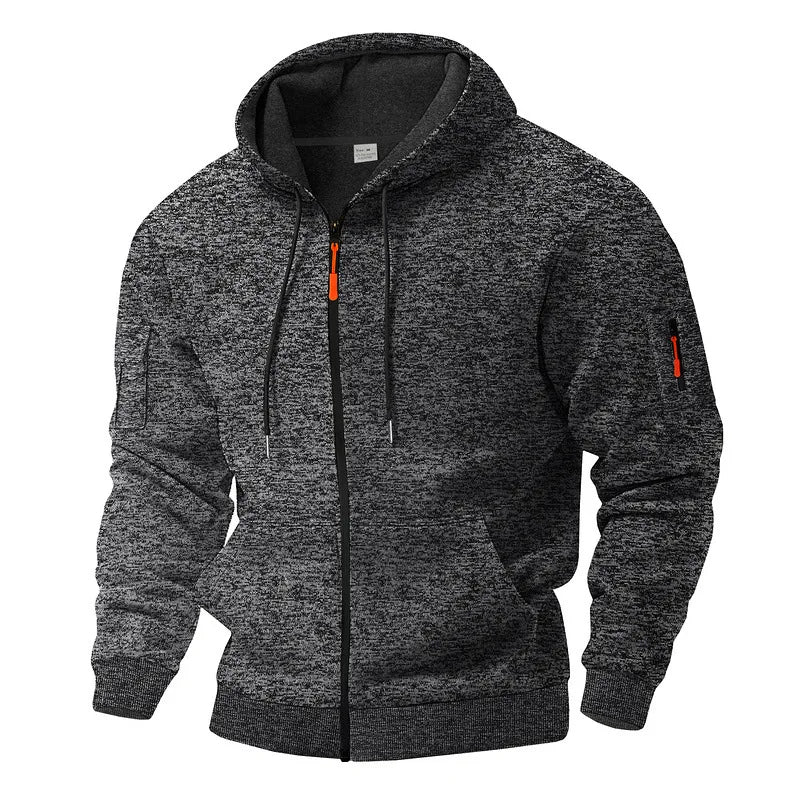 Herren Kapuzen-Hoodie mit Reißverschluss und praktischen Details - 5