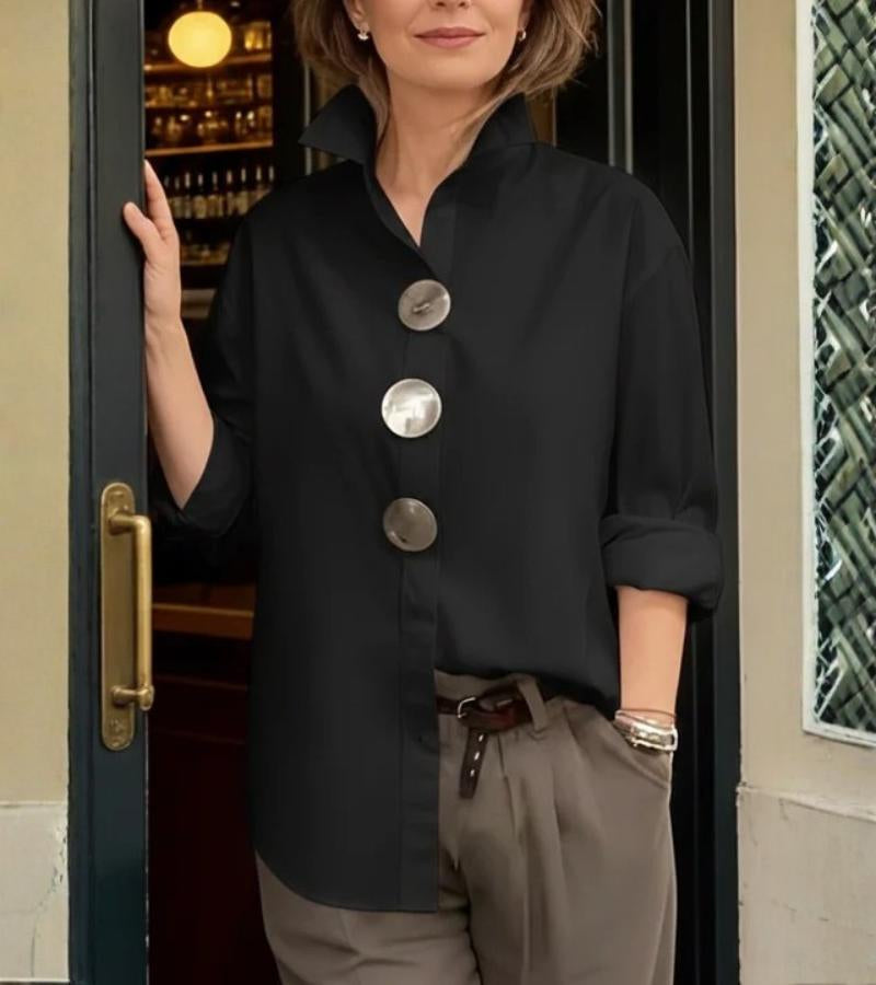 Bluse Damen mit Stehkragen und auffälligen Knöpfen - 4