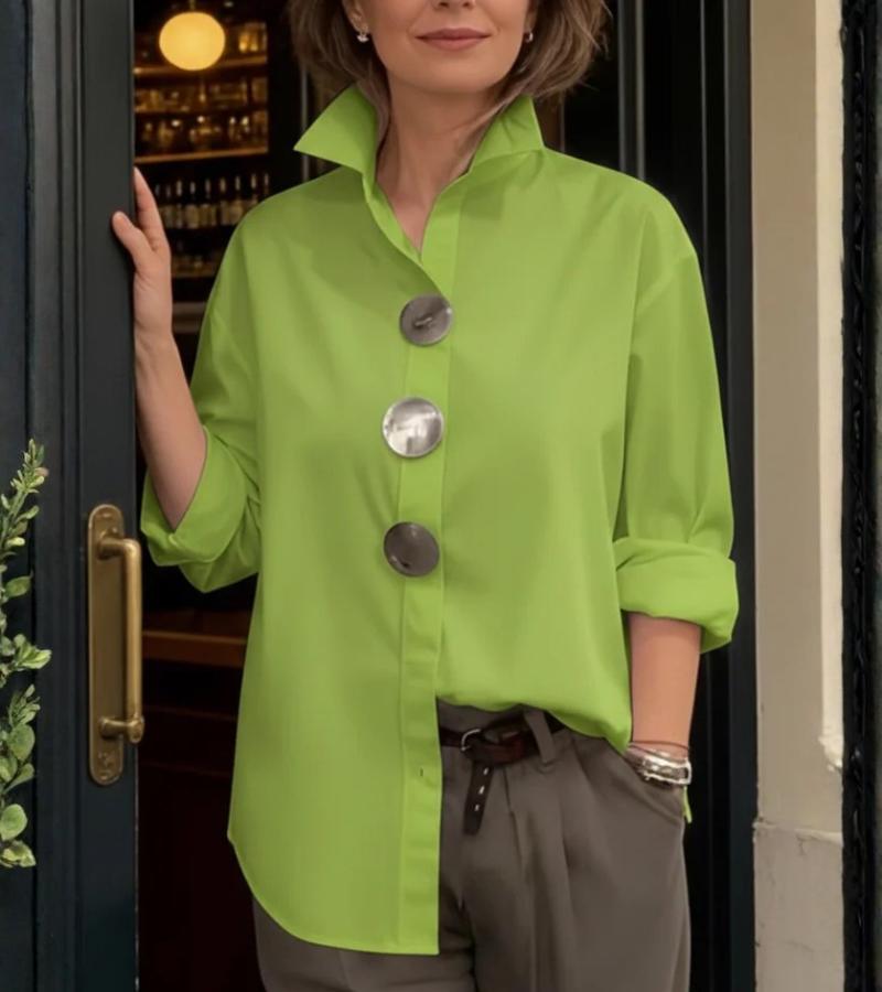 Bluse Damen mit Stehkragen und auffälligen Knöpfen - 5
