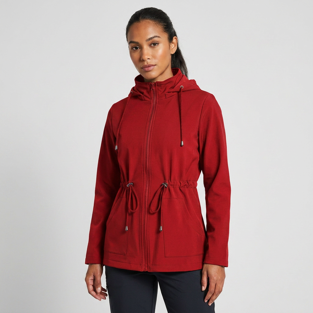 Damenjacke mit verstellbarem Taillenbund und Kapuze - 1