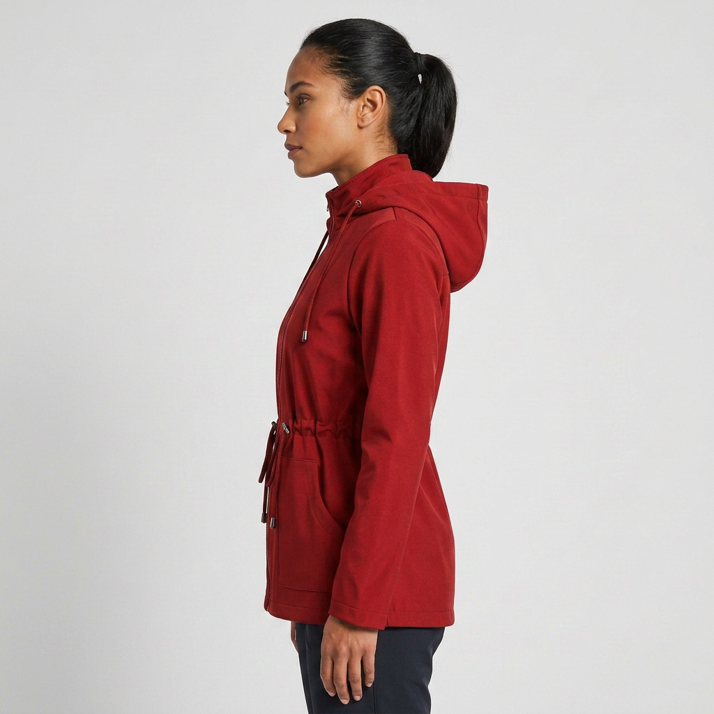 Damenjacke mit verstellbarem Taillenbund und Kapuze - 2