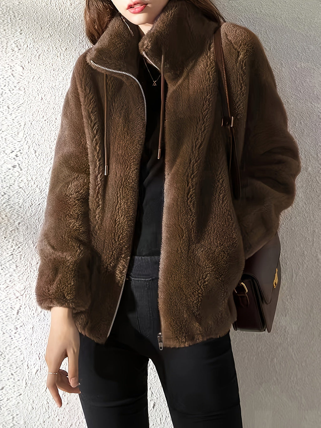 Damen Jacke mit hohem Kragen und praktischem Reißverschluss - 2
