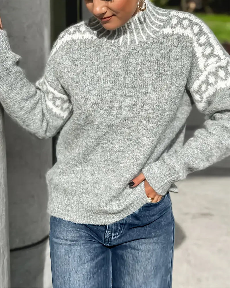 Pullover Damen mit modernem Schnitt und Stehkragen - 3