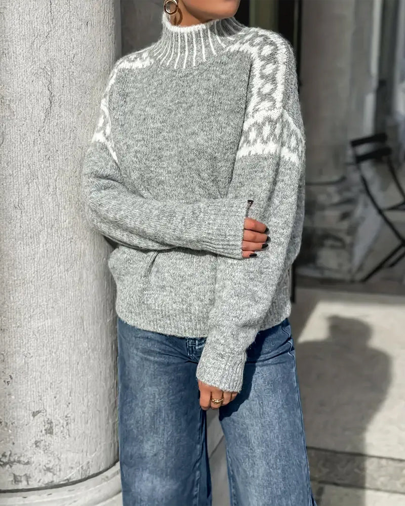 Pullover Damen mit modernem Schnitt und Stehkragen - 5