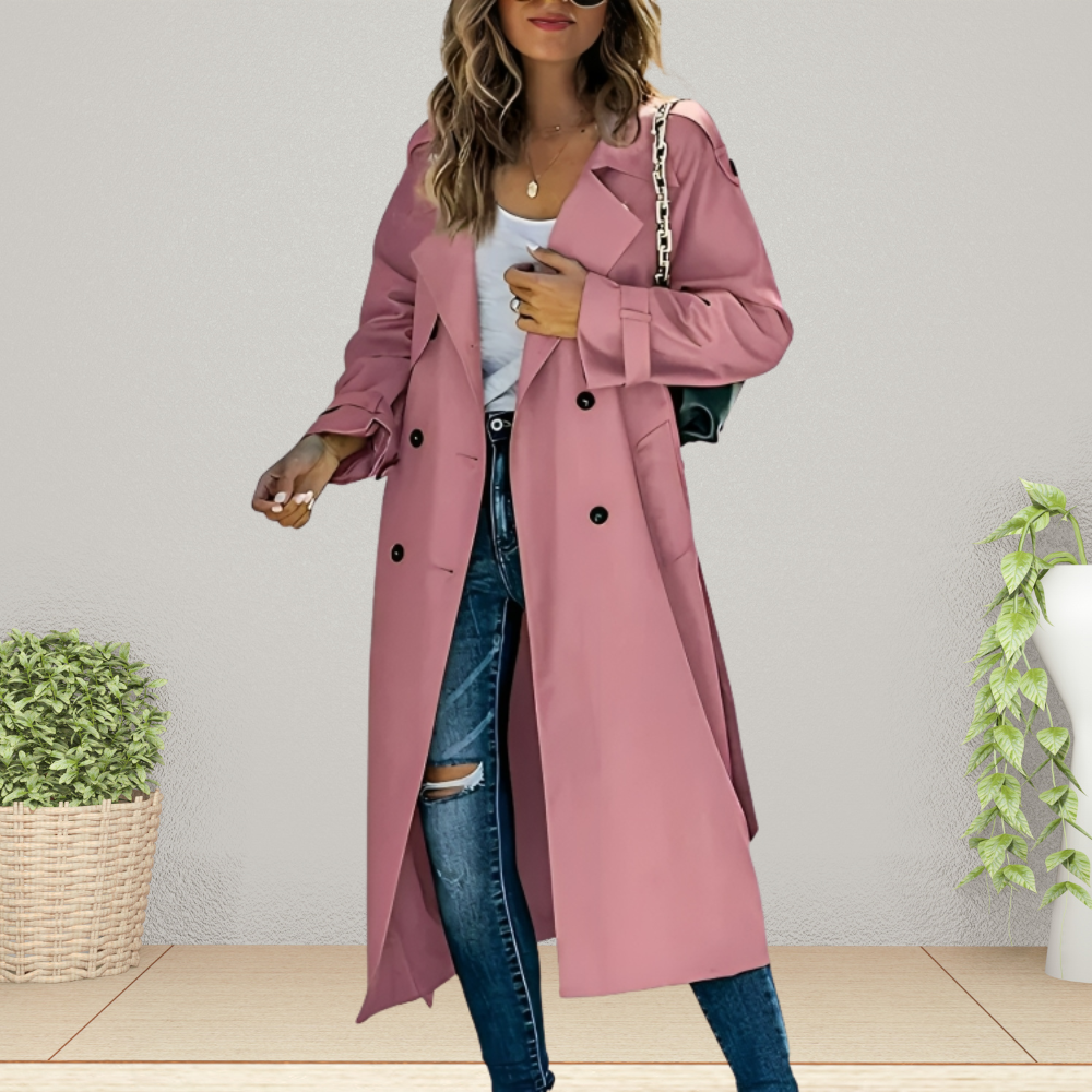 Trench Coat Damen mit klassischem Revers und doppelter Knopfleiste - 1