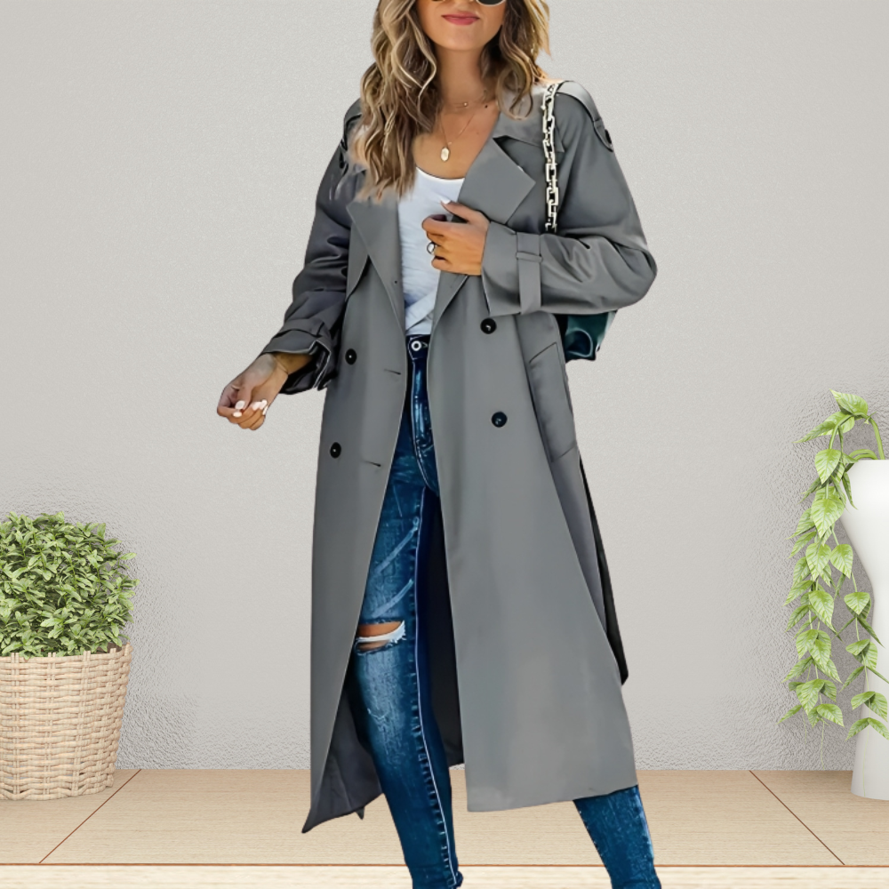 Trench Coat Damen mit klassischem Revers und doppelter Knopfleiste - 3