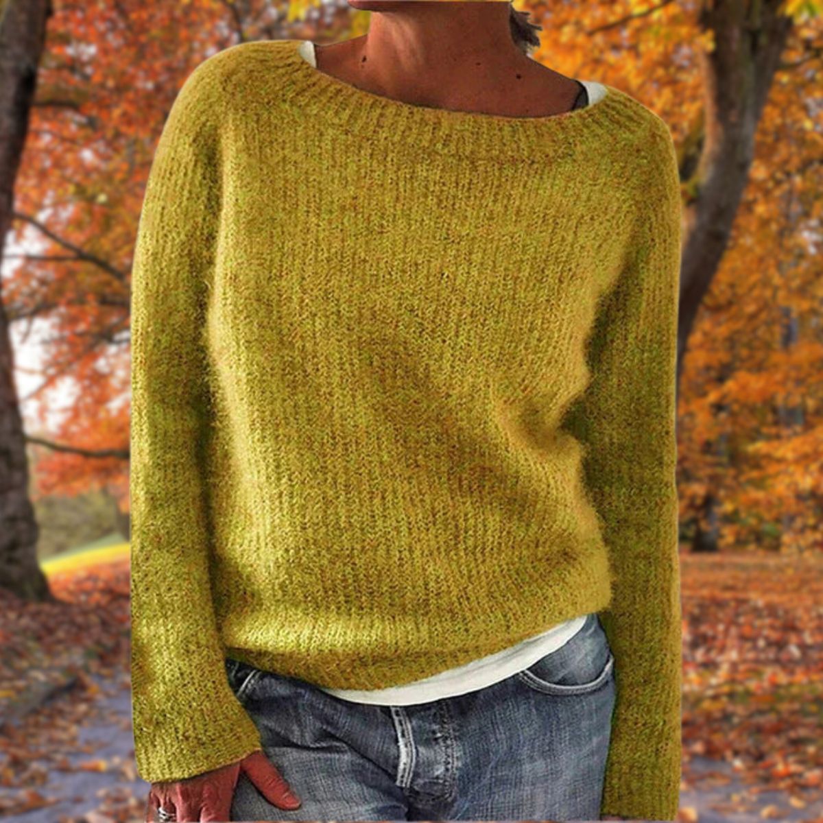 Pullover Damen mit weitem Ausschnitt und lässigem Schnitt - 1