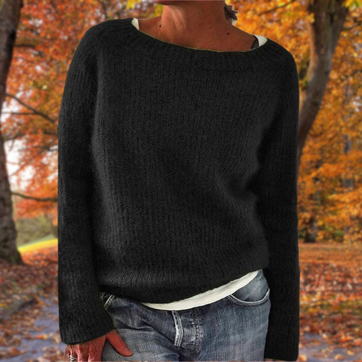 Pullover Damen mit weitem Ausschnitt und lässigem Schnitt - 2