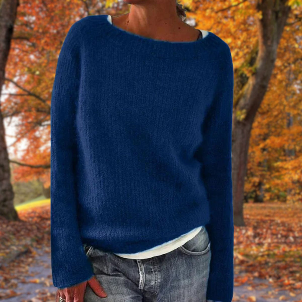 Pullover Damen mit weitem Ausschnitt und lässigem Schnitt - 3