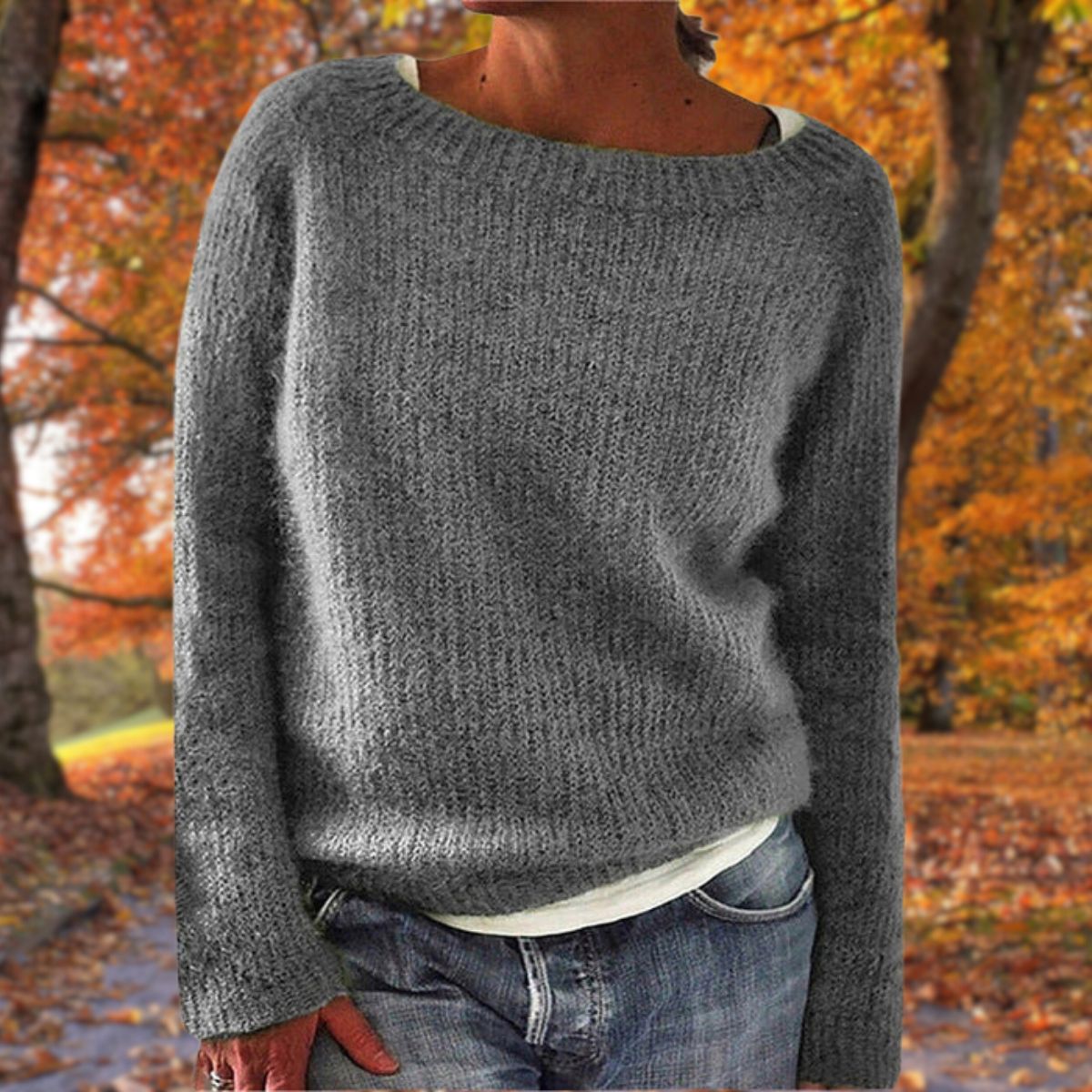 Pullover Damen mit weitem Ausschnitt und lässigem Schnitt - 4
