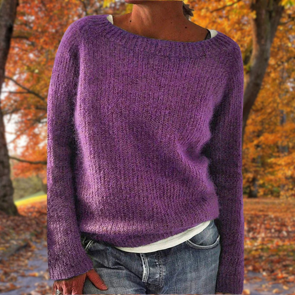 Pullover Damen mit weitem Ausschnitt und lässigem Schnitt - 7