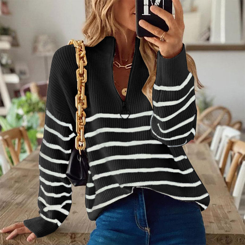 Pullover Damen mit Stehkragen und Reißverschluss - 3