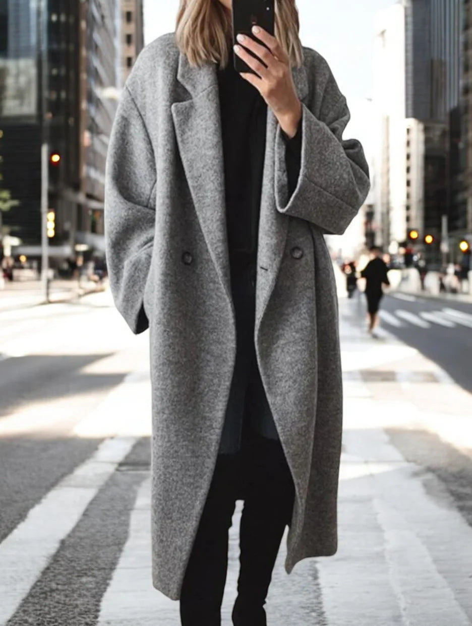 Damen Mantel im Oversized-Stil mit doppelter Knopfleiste - 3