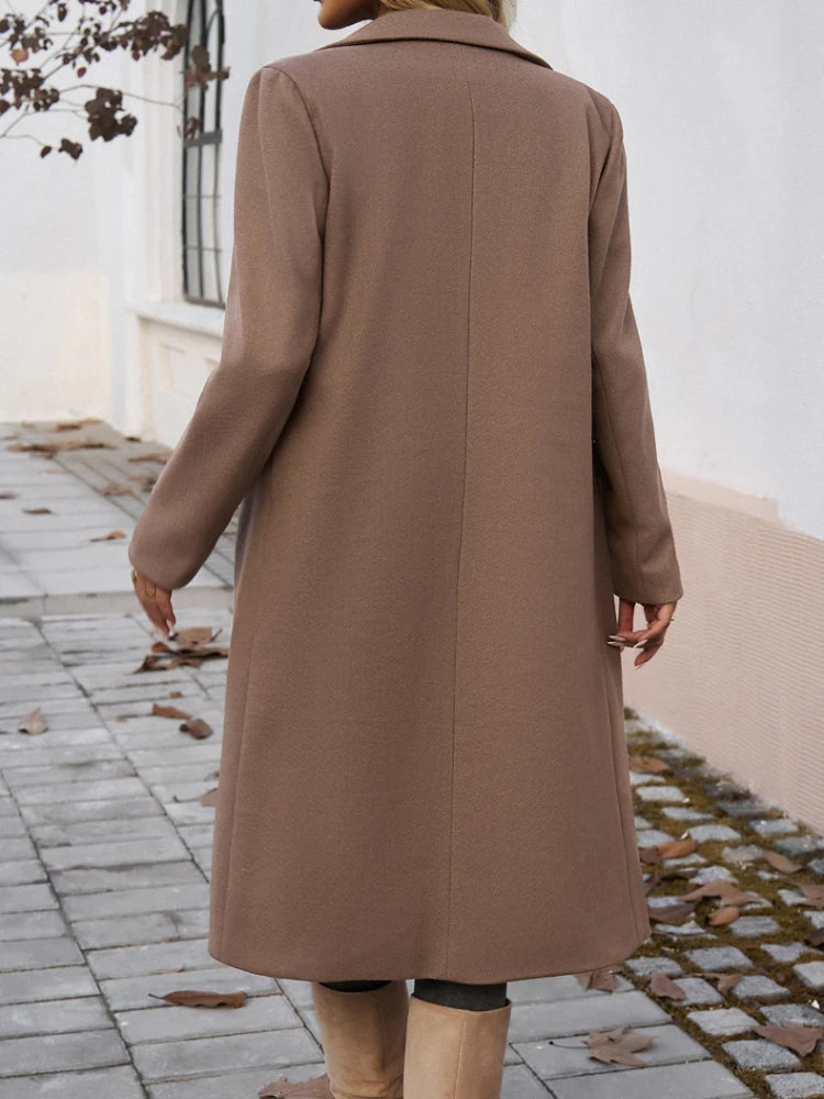 Wollmantel Damen mit Reverskragen und Knopfverschluss - 3