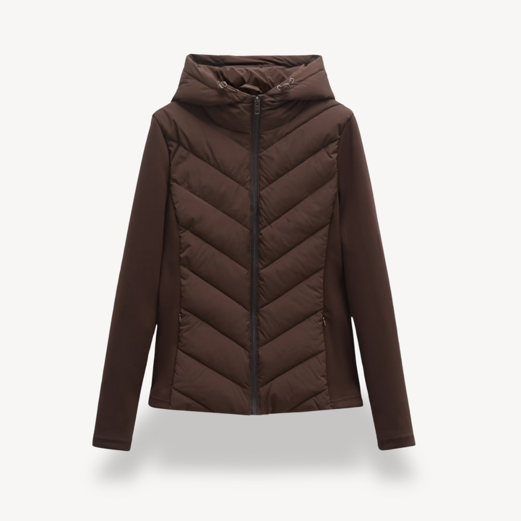 Damenjacke mit Kapuze und Chevron-Schnitt - 1