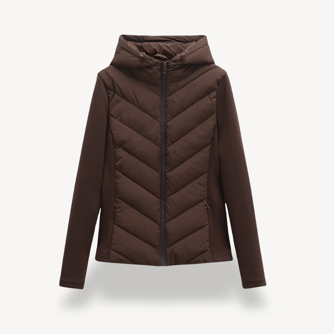 Damenjacke mit Kapuze und Chevron-Schnitt - 1