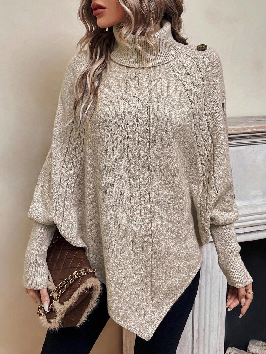 Pullover Damen mit Stehkragen und Knopfdetails - 1