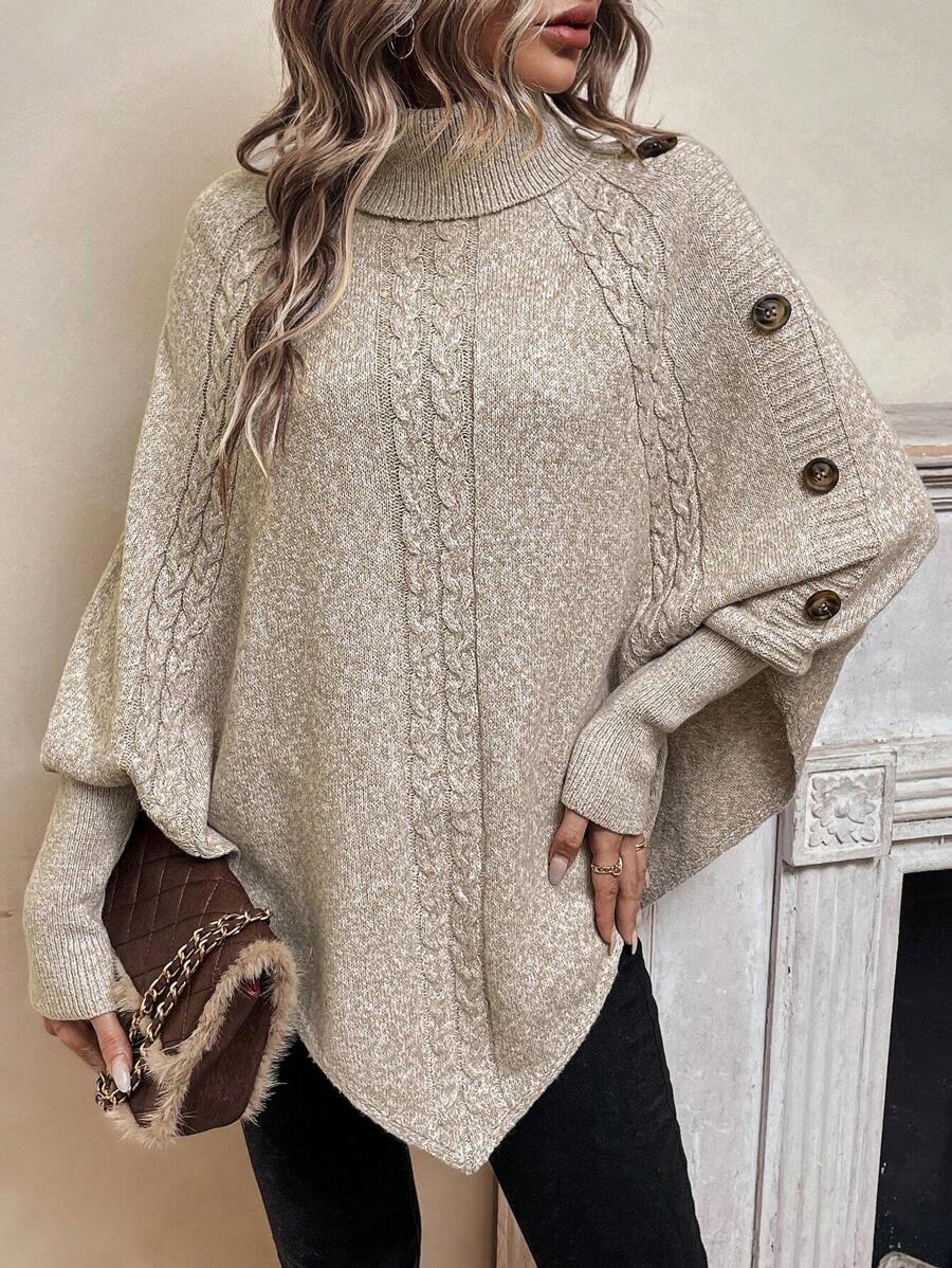 Pullover Damen mit Stehkragen und Knopfdetails - 2