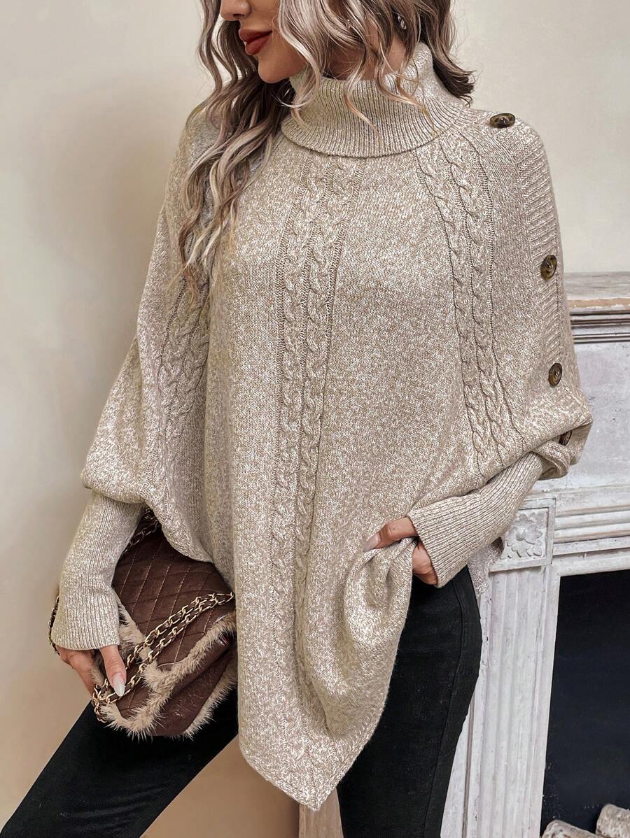 Pullover Damen mit Stehkragen und Knopfdetails - 3