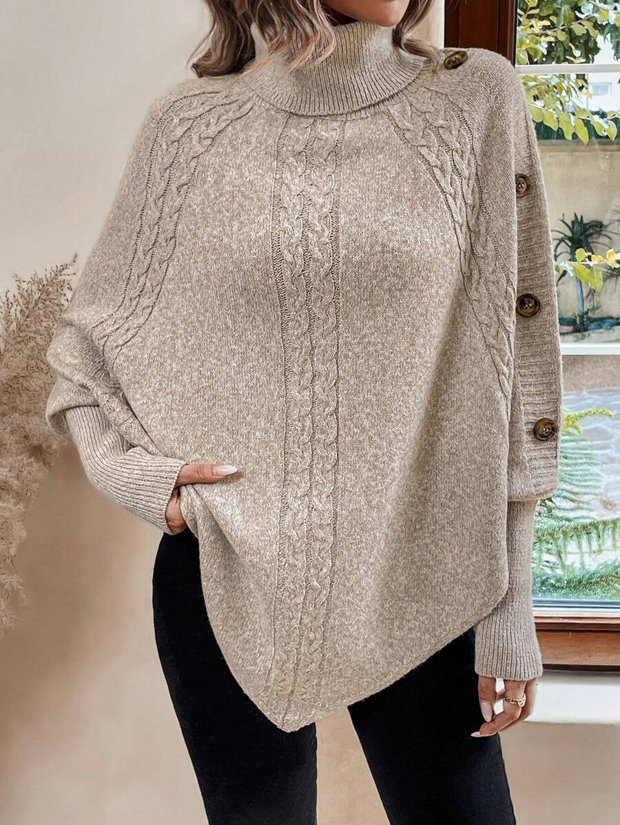 Pullover Damen mit Stehkragen und Knopfdetails - 4