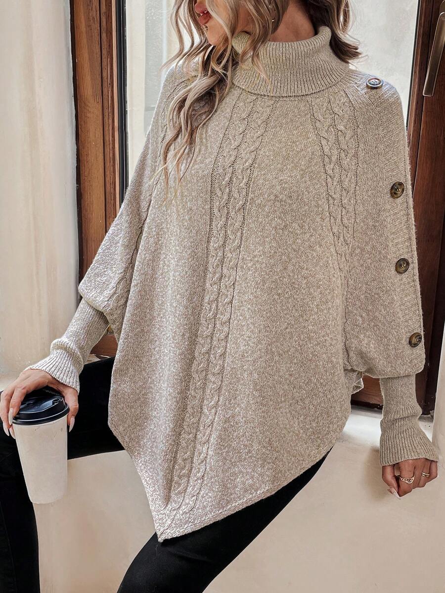 Pullover Damen mit Stehkragen und Knopfdetails - 5