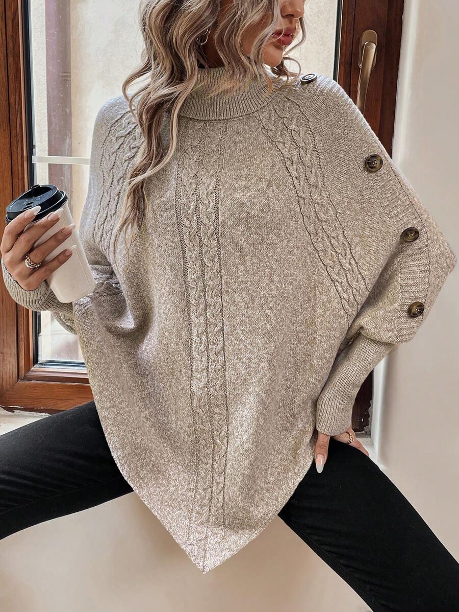 Pullover Damen mit Stehkragen und Knopfdetails - 6