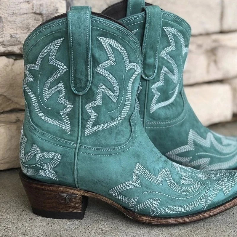 Damen Stiefeletten im Western-Stil mit Blockabsatz und attraktiven Nahtdetails - 3