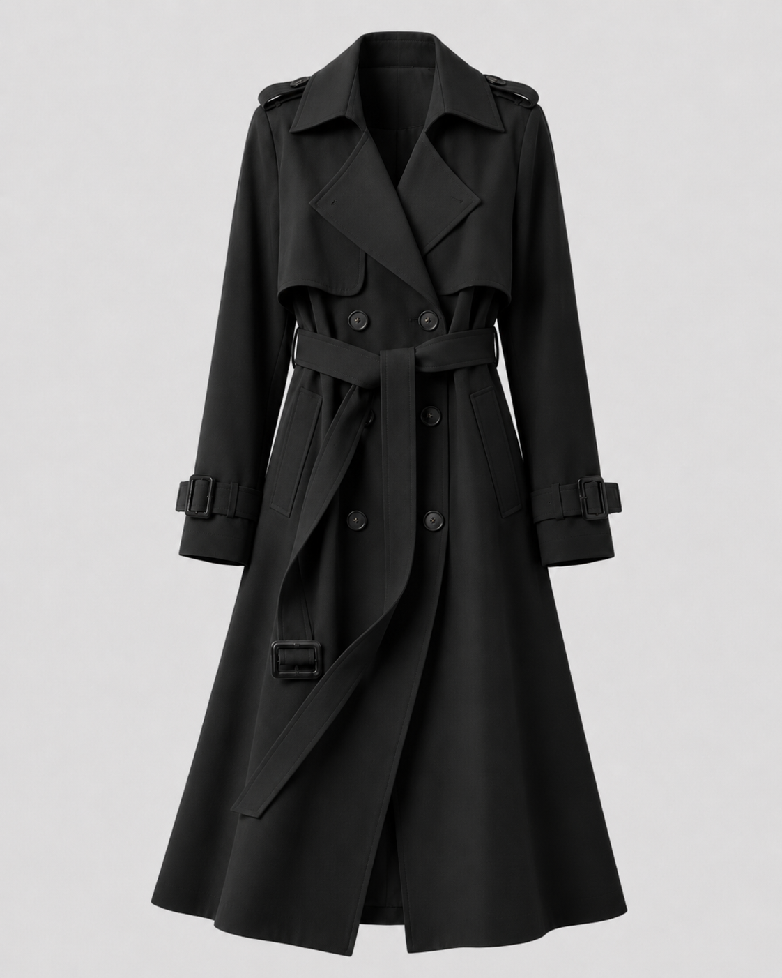Trenchcoat Damen mit doppelter Knopfleiste und verstellbarem Gürtel - 7
