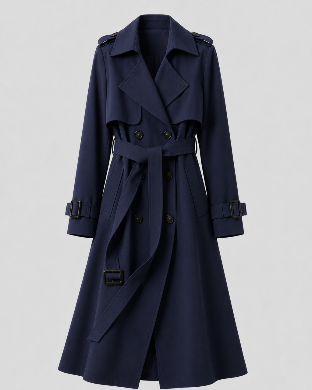 Trenchcoat Damen mit doppelter Knopfleiste und verstellbarem Gürtel - 8