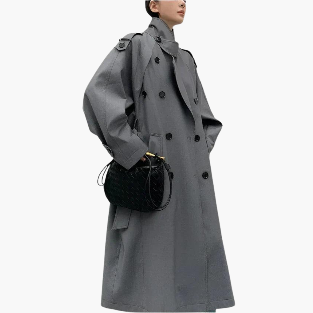 Trenchcoat Damen mit taillierter Silhouette und breitem Kragen - 3