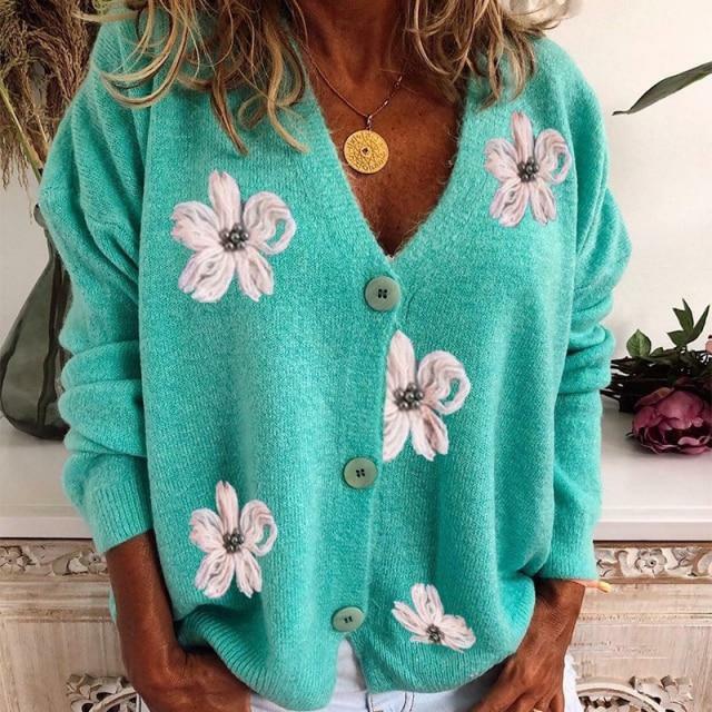 Cardigan Damen mit V-Ausschnitt und Knopf-Details - 1